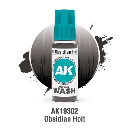 ACRYLIC WASH, OBSIDIAN HOLT. Bote 17 ml. Marca Ak-Interactive. Ref: Ak19302.