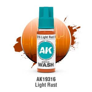 ACRYLIC WASH, LIGHT RUST. Bote 17 ml. Marca Ak-Interactive. Ref: Ak19316.