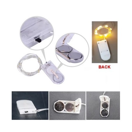 luces Led 5 m, alambre de cobre plateado, 2 x CR2032. Marca OCIOMODELL. Ref: LED5M.