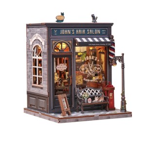 Miniature House Barbería "John's Hair Salon", 210pz. Marca CUTEBEE. Ref: CWGC215. 2