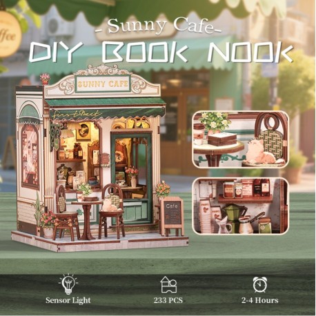 Miniature Miniature House Cafetería "Sunny Cafe", 233pz. Marca CUTEBEE. Ref: CWGC208.