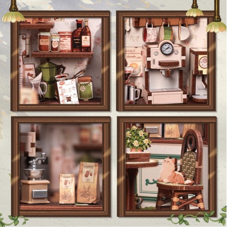 Miniature Miniature House Cafetería "Sunny Cafe", 233pz. Marca CUTEBEE. Ref: CWGC208.