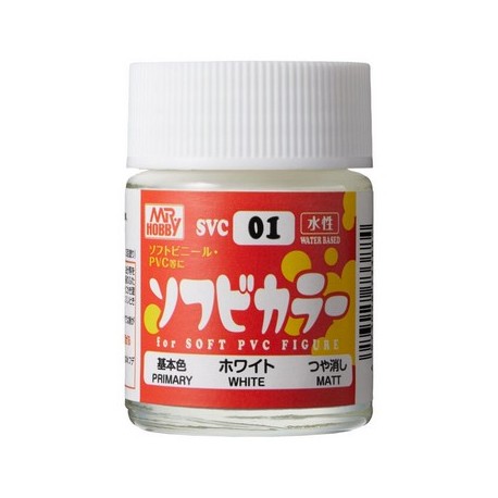 Pintura Aqueous Hobby Color,Soft Vinyl Color, BLANCO . Bote 18 ml. Marca MR.Hobby. Ref: SVC01.