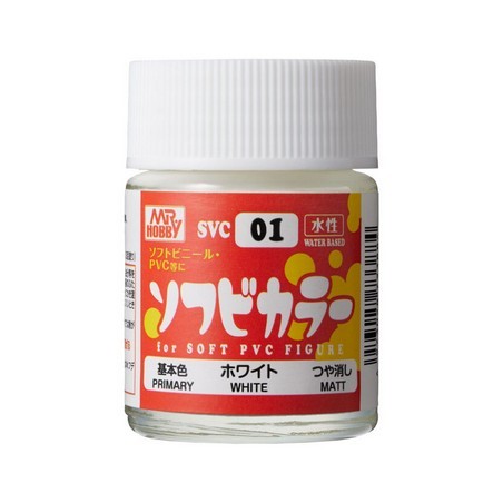 Pintura Aqueous Hobby Color,Soft Vinyl Color, BLANCO . Bote 18 ml. Marca MR.Hobby. Ref: SVC01.
