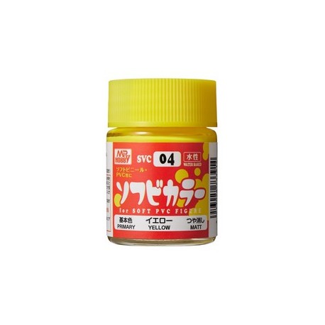 Pintura Aqueous Hobby Color,Soft Vinyl Color, AMARILLO. Bote 18 ml. Marca MR.Hobby. Ref: SVC04.
