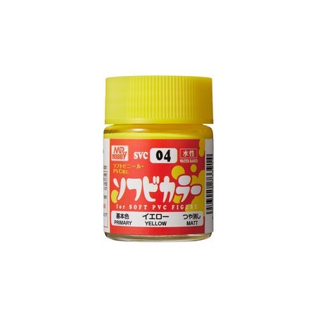 Pintura Aqueous Hobby Color,Soft Vinyl Color, AMARILLO. Bote 18 ml. Marca MR.Hobby. Ref: SVC04.