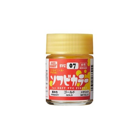 Pintura Aqueous Hobby Color,Soft Vinyl Color, ORO. Bote 18 ml. Marca MR.Hobby. Ref: SVC07.