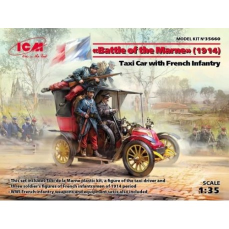 Coche Taxi Car w/French Infantry Battle of the Marne 1914 . Escala 1:35. Marca ICM. Ref: 35660.