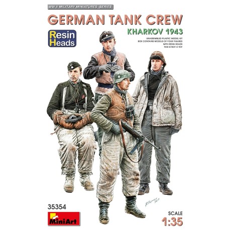 FIGURAS ALEMANES CARRISTAS,GERMAN TANK CREW. KHARKOV 1943. RESIN HEADS. Escala 1:35. Marca Miniart. Ref: 35354.
