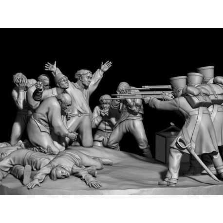 Goya «Los fusilamientos del 3 de Mayo», 13 figuras + base. 54mm. Marca Kilgore HD Miniature. Ref: GOYA.