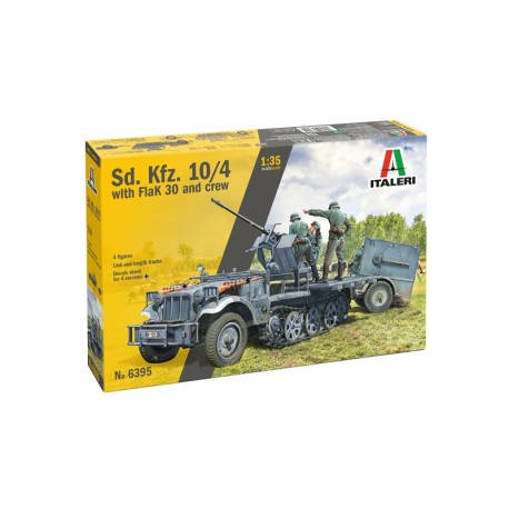 VEHÍCULO SD.KFZ.10/4 with FLAK 30 and 4 FIGURAS. Escala 1:35. Marca Italeri. Ref: 6395.