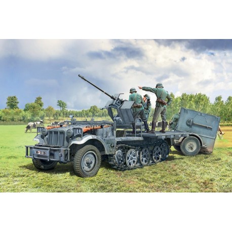VEHÍCULO SD.KFZ.10/4 with FLAK 30 and 4 FIGURAS. Escala 1:35. Marca Italeri. Ref: 6395.