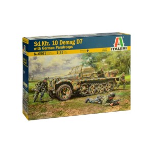 Vehículo Sd.Kfz. 10 DEMAG D7 with 4 figuras German paracaidistas y 3 calcas. Escala 1:35. Marca Italeri. Ref: 6561. 2