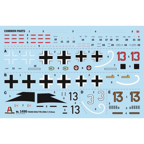 Avión caza Focke-Wulf FW 190 A-7/A8 ACES. Escala 1:72. Marca Italeri. Ref: 1490.