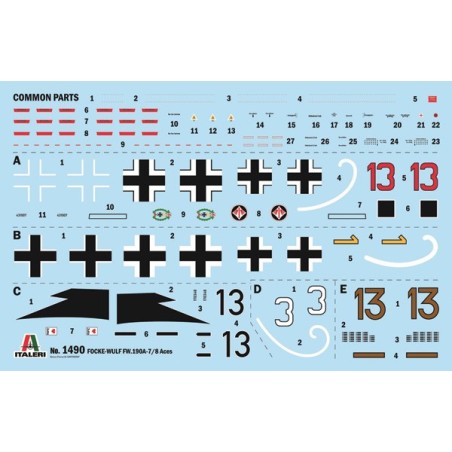 Avión caza Focke-Wulf FW 190 A-7/A8 ACES. Escala 1:72. Marca Italeri. Ref: 1490.