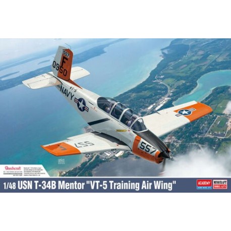 Avión entrenamiento Beechcraft T-34B Mentor - VT-5 Training Air Wing. Escala 1:48. Marca Academy. Ref: 12361.