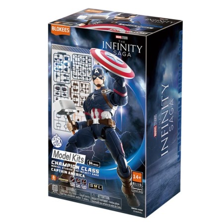 Figura Champion Class Marvel Infinity Saga: Capitán América, 13cm. Marca BLOKEES. Ref: 81115.