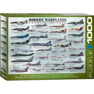 Puzzle Modern Warplanes, aviones modernos de guerra, 1000 pz. Marca Eurographics. Ref: 6000-0076.