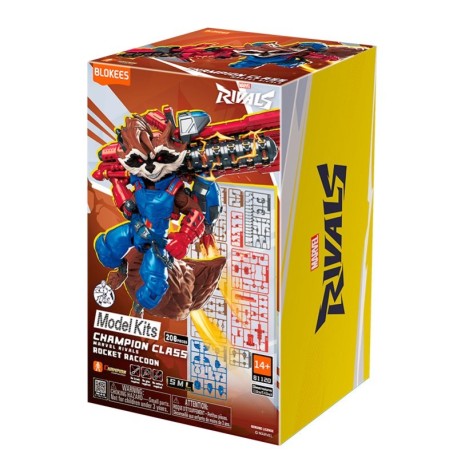 Figura Champion Class Marvel Rivals: Rocket Racoon, 13cm. Marca BLOKEES. Ref: 81120.