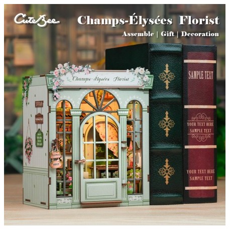 Ensamblar y fácil montaje, Book Nook Floristería "Champs Elysees Florist" con 199 pzs. Marca CUTEBEE. Ref: CWGC201.