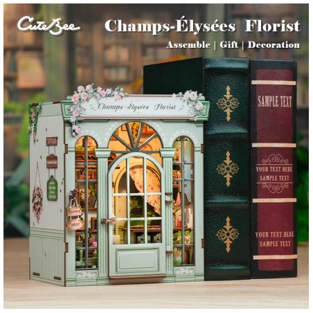 Ensamblar y fácil montaje, Book Nook Floristería "Champs Elysees Florist" con 199 pzs. Marca CUTEBEE. Ref: CWGC201.