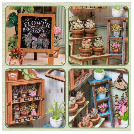Ensamblar y fácil montaje, Book Nook Floristería "Champs Elysees Florist" con 199 pzs. Marca CUTEBEE. Ref: CWGC201.