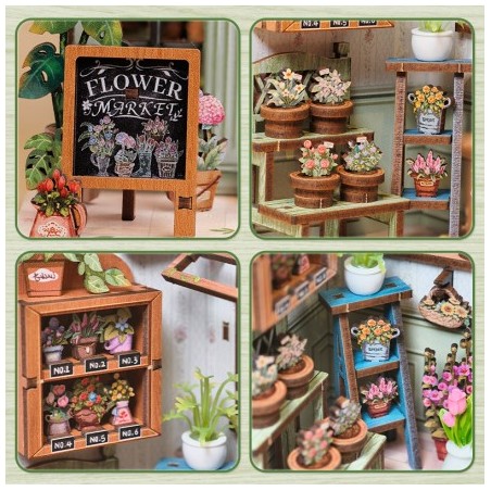Ensamblar y fácil montaje, Book Nook Floristería "Champs Elysees Florist" con 199 pzs. Marca CUTEBEE. Ref: CWGC201.