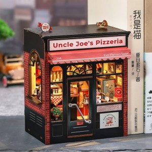 Book Nook Restaurante "Uncle Joe's Pizzeria" con Luz y pilas no incluidas, 236 pzs. Marca CUTEBEE. Ref: CWGC210.