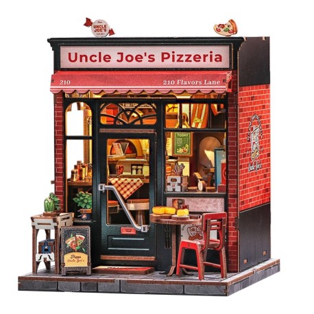 Book Nook Restaurante "Uncle Joe's Pizzeria" con Luz y pilas no incluidas, 236 pzs. Marca CUTEBEE. Ref: CWGC210.