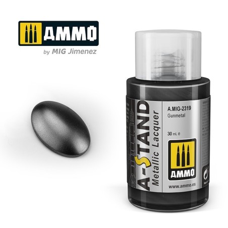 A-STAND A-STAND Gunmetal. Bote de 30 ml. Marca Ammo of Mig Jimenez. Ref: AMIG2319, 2319.
