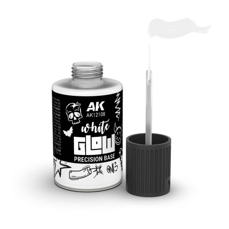 BASE BLANCA GLOW DE PRECISIÓN, de Enamel. Bote de 30 ml. Marca AK Interactive. Ref: AK12108.