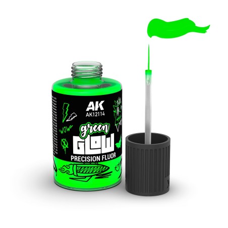 GLOW VERDE FLUOR DE PRECISIÓN. Bote de 30 ml. Marca AK Interactive. Ref: AK12114.