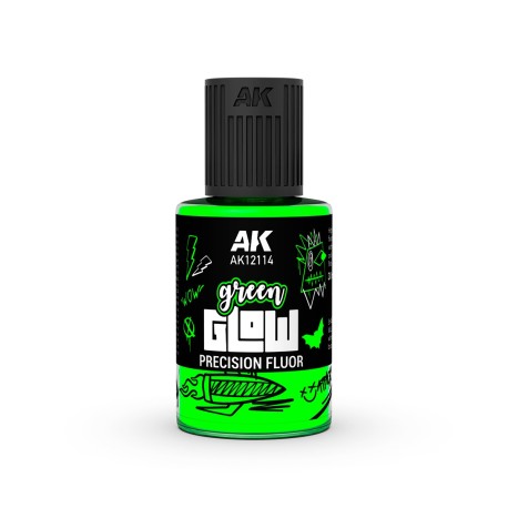 GLOW VERDE FLUOR DE PRECISIÓN. Bote de 30 ml. Marca AK Interactive. Ref: AK12114.