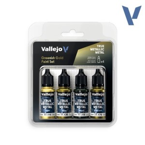 TRUE METALLIC METAL, Oro Verde SET, 4 Colores. Marca Vallejo. Ref: 77267, 77.267.