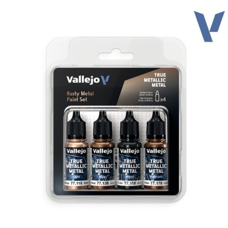 TRUE METALLIC METAL, Metal Oxidado SET, 4 Colores. Marca Vallejo. Ref: 77269, 77.269.