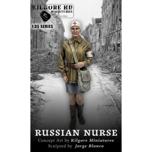 Figura Resina Enfermera Rusa, Russian Nurse. 1/35. Sin pintar. Marca Kilgore HD Miniature. Ref: NURSE R.