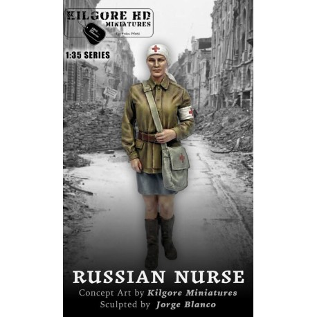Figura Resina Enfermera Rusa, Russian Nurse. 1/35. Sin pintar. Marca Kilgore HD Miniature. Ref: NURSE R.