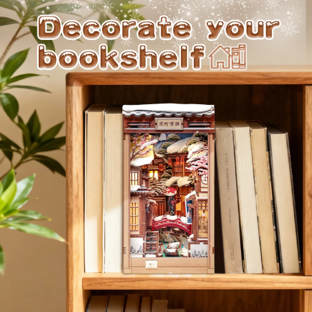 Sujeta libros en madera, Book Nook Kit, Kyoto Snow Whisper, 286 pzs. Marca CUTEBEE. Ref: BJAA401.