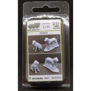 Perros, Resina 3D, 2ud. 1:35. Marca BMR MODELS. Ref: 3D35007.