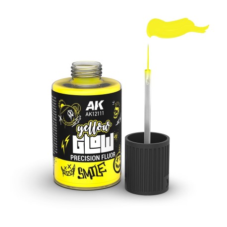 PINTURA GLOW AMARILLO FLUOR DE PRECISIÓN. Bote de 30 ml. Marca AK Interactive. Ref: AK12111.