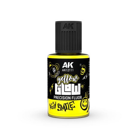 PINTURA GLOW AMARILLO FLUOR DE PRECISIÓN. Bote de 30 ml. Marca AK Interactive. Ref: AK12111.