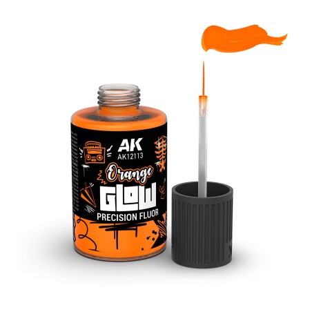 PINTURA GLOW NARANJA FLUOR DE PRECISIÓN. Bote de 30 ml. Marca AK Interactive. Ref: AK12113.