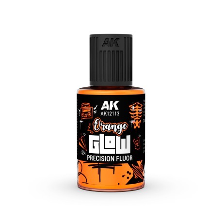 PINTURA GLOW NARANJA FLUOR DE PRECISIÓN. Bote de 30 ml. Marca AK Interactive. Ref: AK12113.