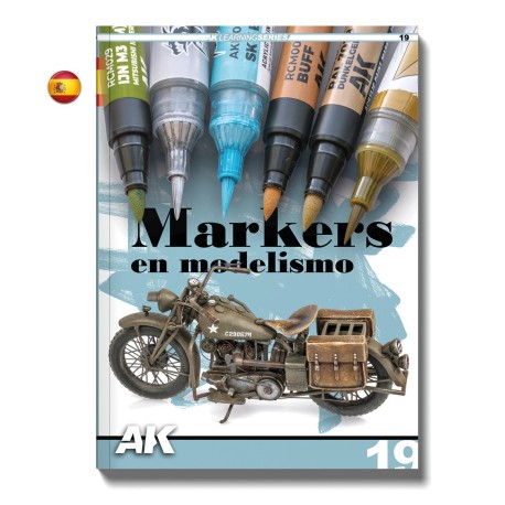 LIBRO Técnicas de Pintar - AK LEARNING 19: MARKERS EN MODELISMO. EN ESPAÑOL. Marca AK Interactive. Ref: AK547.