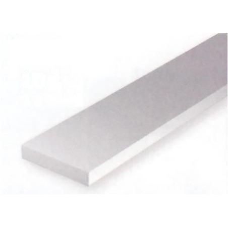 Conjunto de 10 tiras Blancas de Estireno de 1,00 x 1,50  mm, 350 mm. Marca Evergreen. Ref: 143.