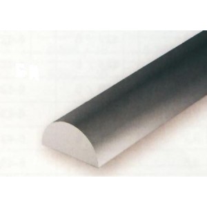 Conjunto de 5 Perfiles de 1/2 Caña de Estireno, Diametro 1,00 mm, 350 mm. Marca Evergreen. Ref: 240.