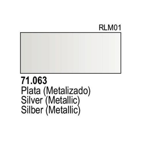 Acrilico Model Air Plata metalizada. Bote 17 ml. Marca Vallejo. Ref: 71.063.