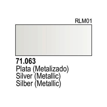Acrilico Model Air Plata metalizada. Bote 17 ml. Marca Vallejo. Ref: 71.063.