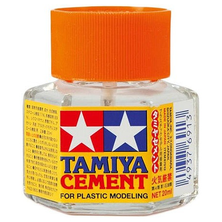 Plastic Cement mini, Adhesivo de Poliestireno. Bote de 20 ml. Marca Tamiya. Ref: 87012.