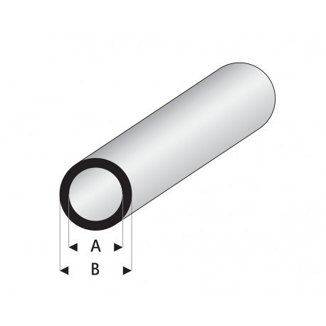 Tubo Redondo Hueco de Estireno. Diámetro: A: 3 mm, B: 4 mm, L: 330 mm. Marca Maquett. Ref: 419-55/3.